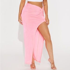 FASHION NOVA Goddess Knot Front Maxi Skirt in Hot Pink